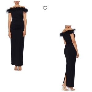 XSCAPE
Scuba Knit Feather Off Shoulder Gown size 10